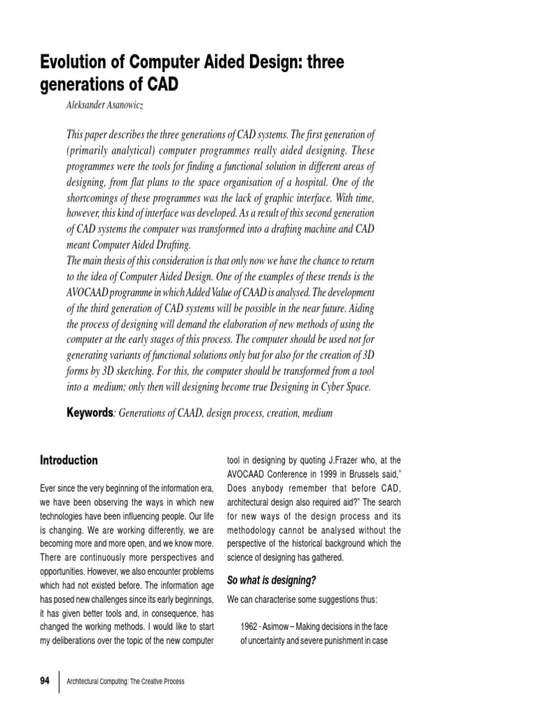 Evolution of Computer Aided Design Three | PDF | Computer Aided Design ...
