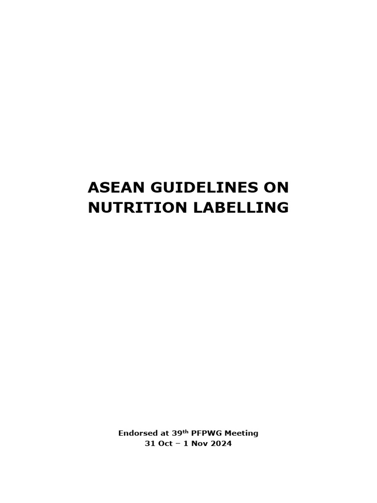 ASEAN Guidelines On Nutrition Labelling Final Endorsed 62ACCSQ 1 | PDF ...