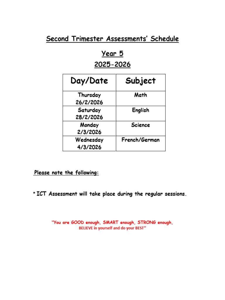 Y5 Second Trimester AssessmentsMmfF9 | PDF