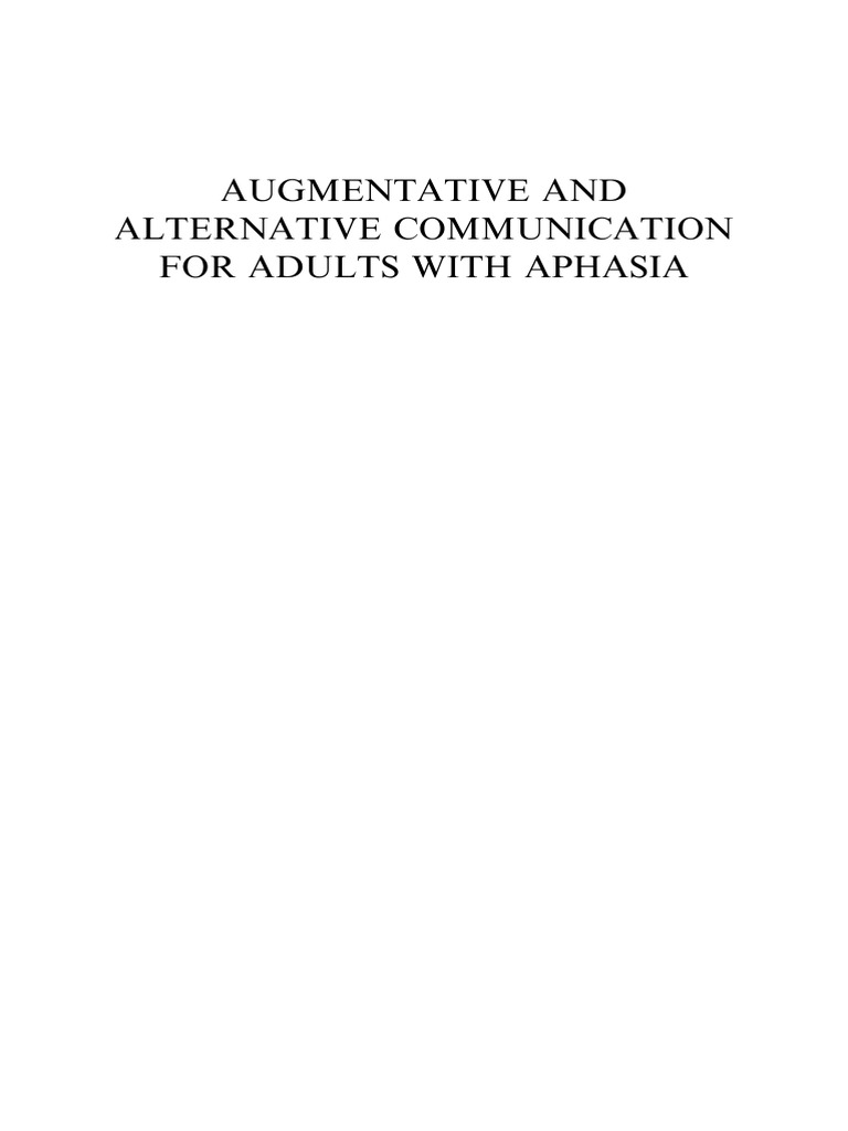 Augmentative and Alternative Communication For Adults With Aphasia ...