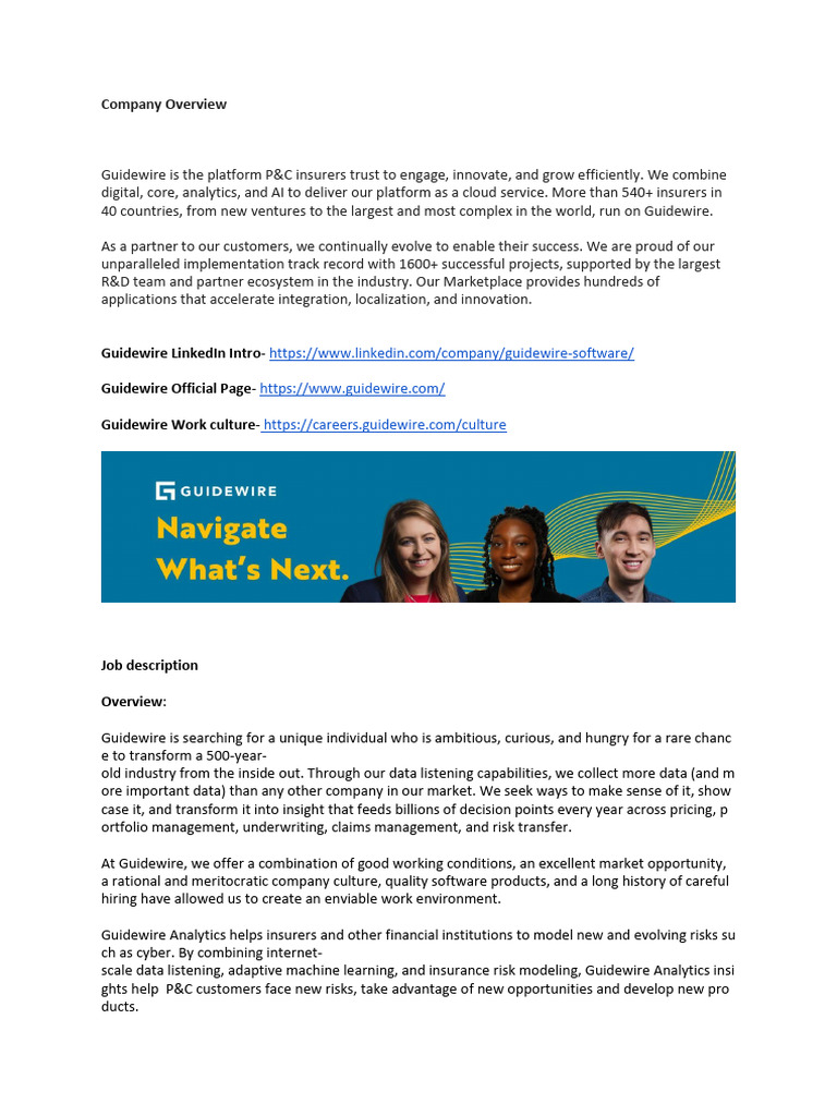 Guidewire Senior Data Engineer JD | PDF | Cloud Computing | Analytics