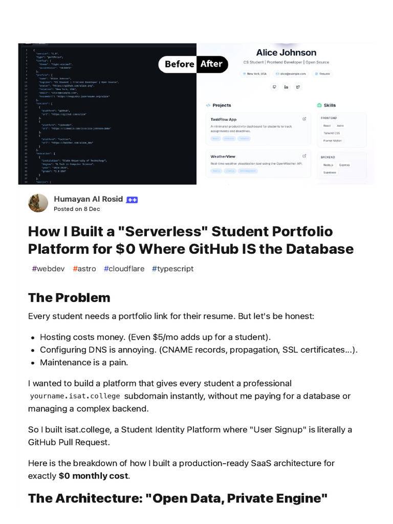 How I Built A - Serverless - Student Portfolio Platform For $0 Where ...