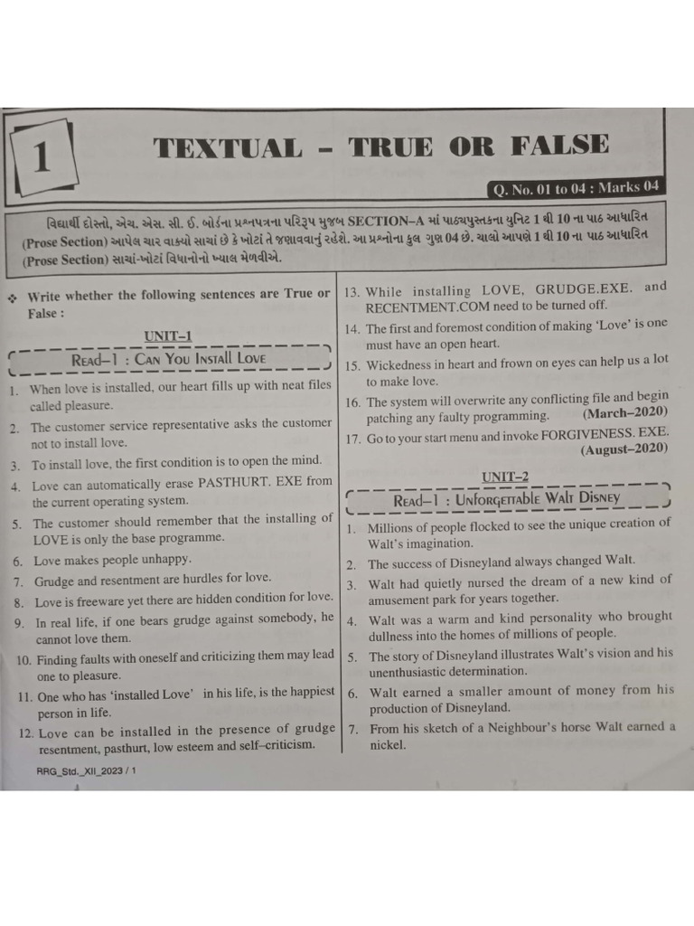 True False 12 STD | PDF