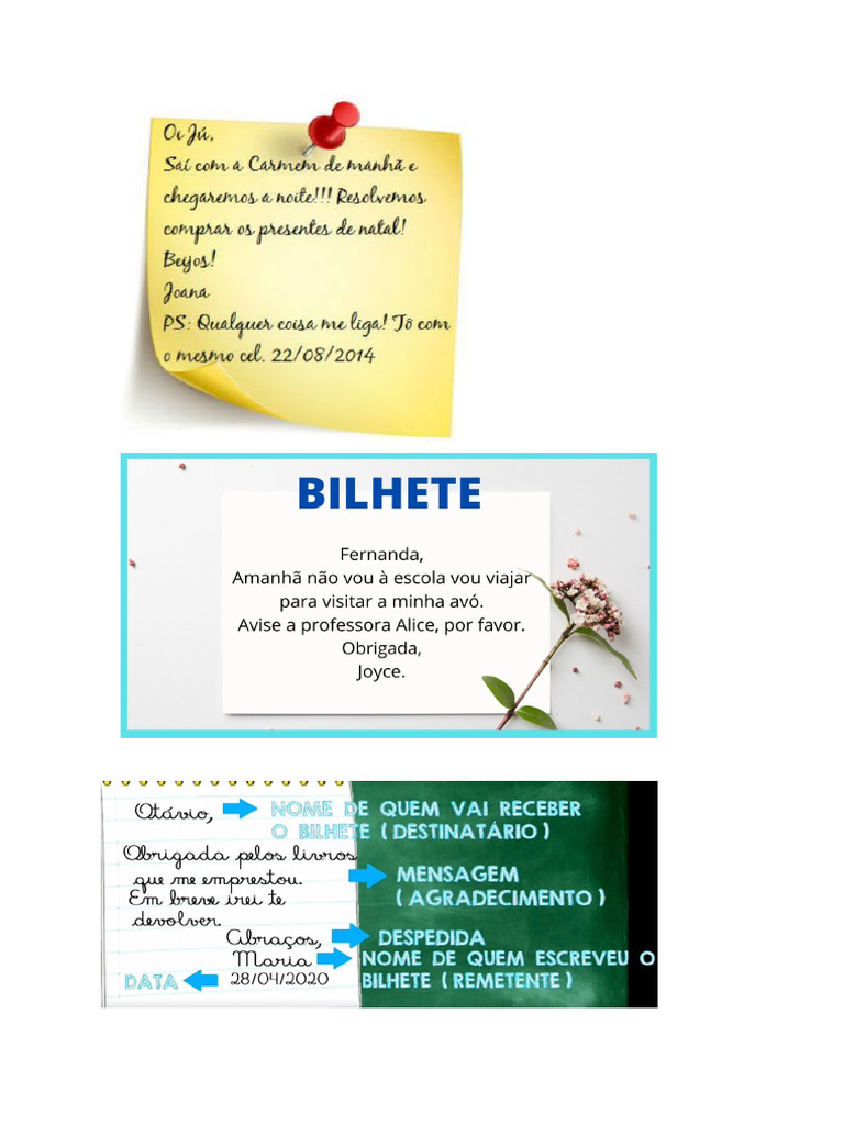 Bilhetes Exemplos | PDF
