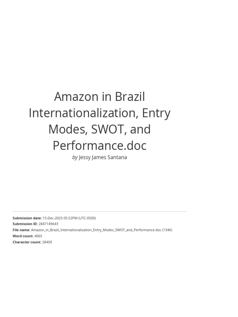 Amazon in Brazil Internationalization, Entry Modes, SWOT, and ...