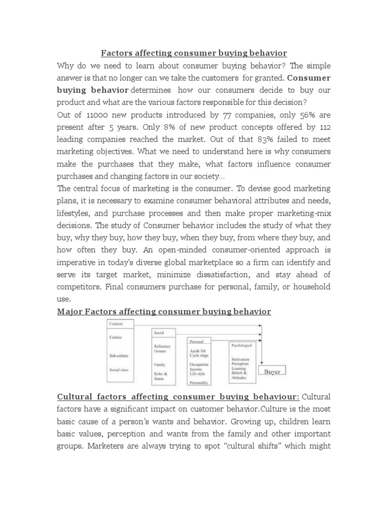Key Factors in Consumer Buying Behavior | PDF | Consumer Behaviour ...