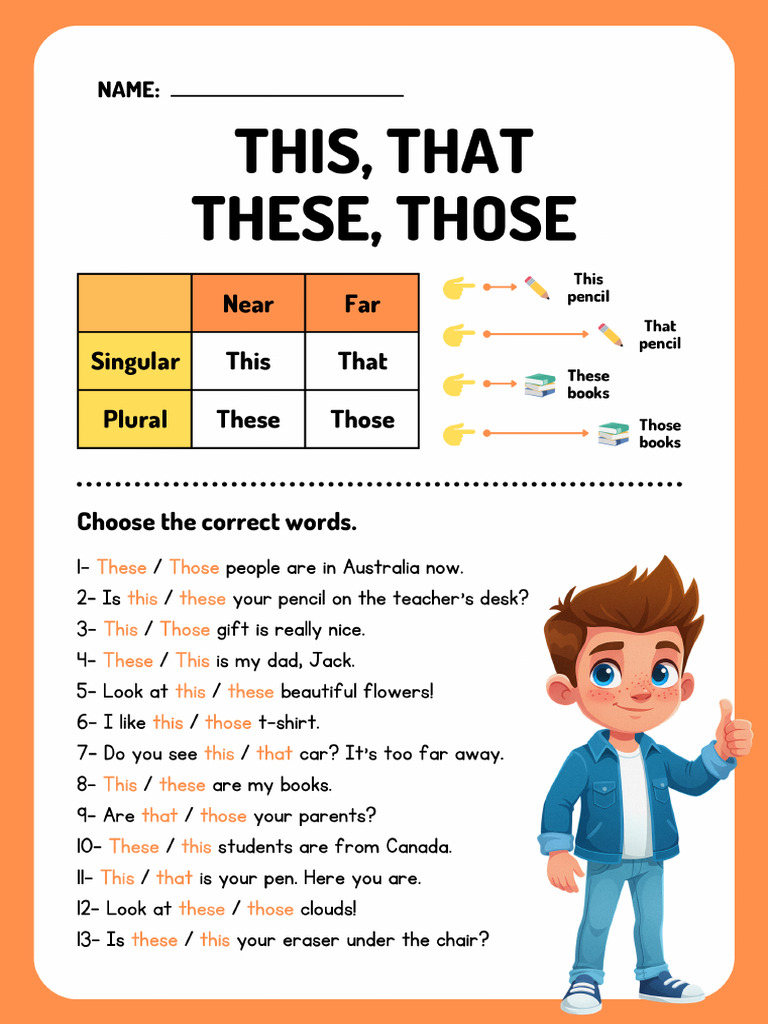 This, That, These, Those Grammar Worksheet | PDF