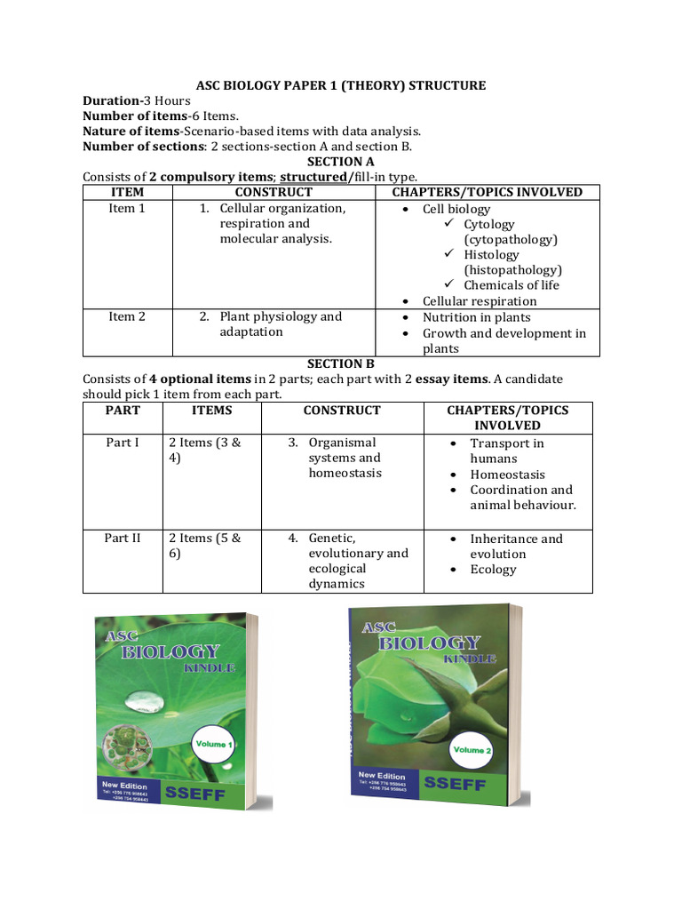 Asc Bio 1 Paper Structure@Sseff 0754958643 | PDF