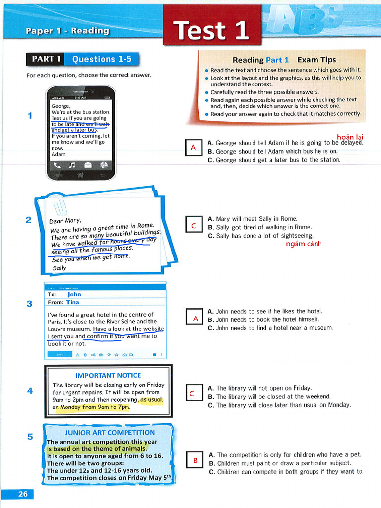 Simply PET - Reading and Writing - Test 01 | PDF