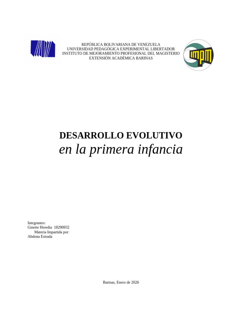 Desarrollo Evolutivo en La Primera Infancia | PDF