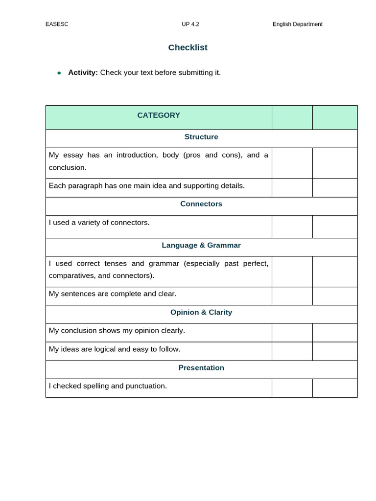 Alexis Pol Marcet - Act 13. Checklist | PDF