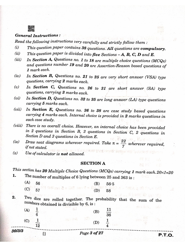 Math Set 3 Cbse 2026 | PDF