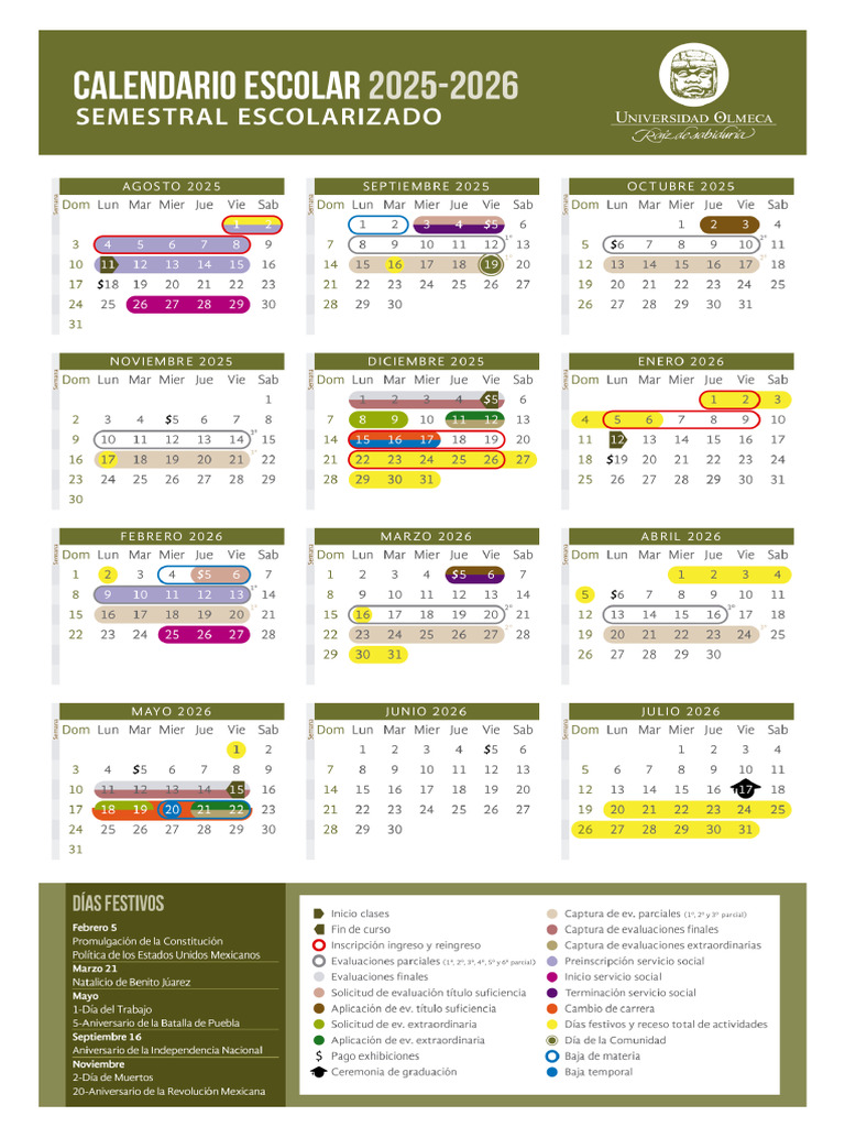 Calendario Semestral Primavera2026 | PDF