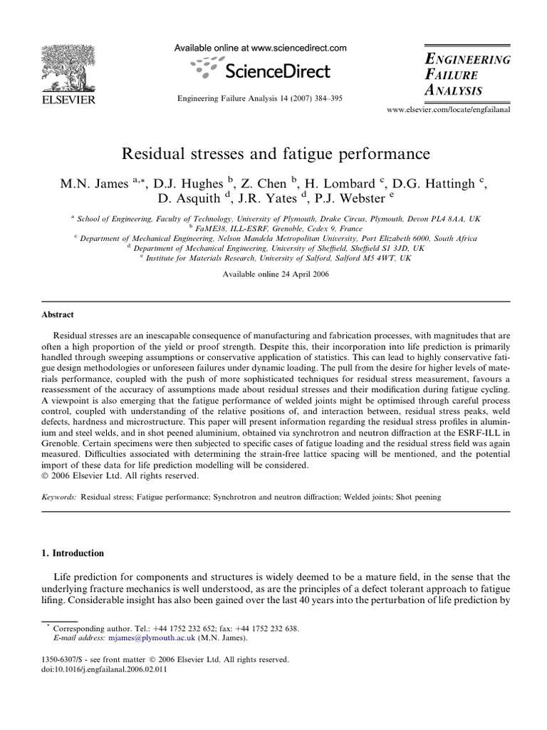 Residual Stresses and Fatigue Performance | PDF | Fatigue (Material ...