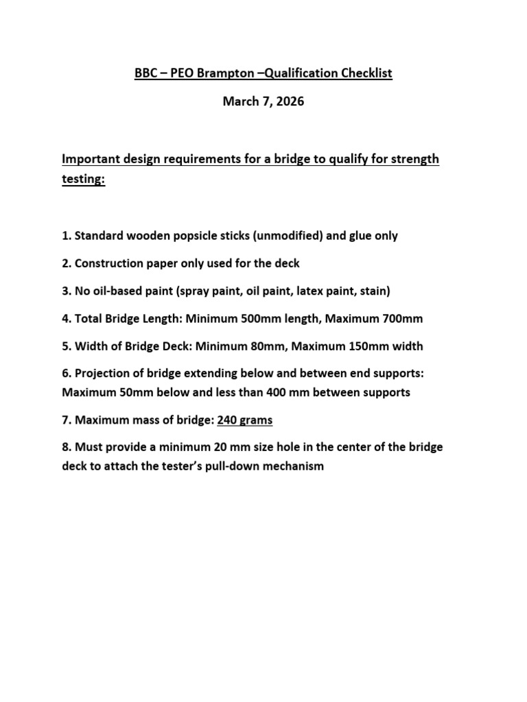 BBC Qualification Checklist | PDF