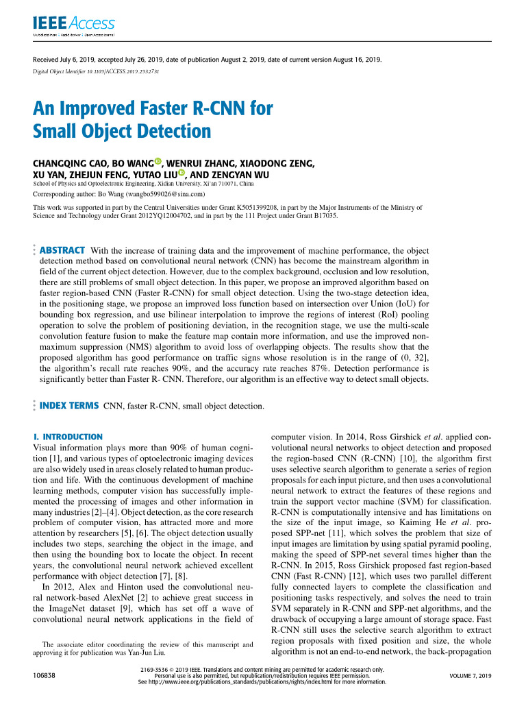 An Improved Faster R CNN For Small Object Detection 2jvoei9xjx | PDF ...