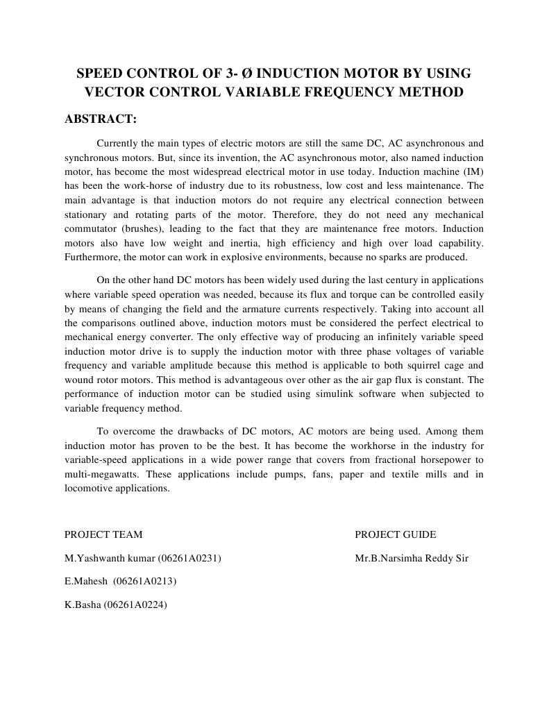 Variable Frequency Control of Induction Motor | PDF | Science ...