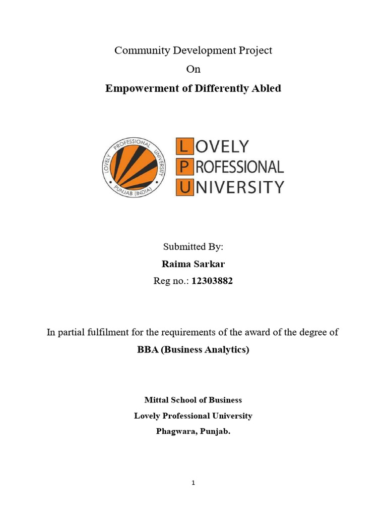 Community Development Project CDP | PDF | Disability | Intersectionality