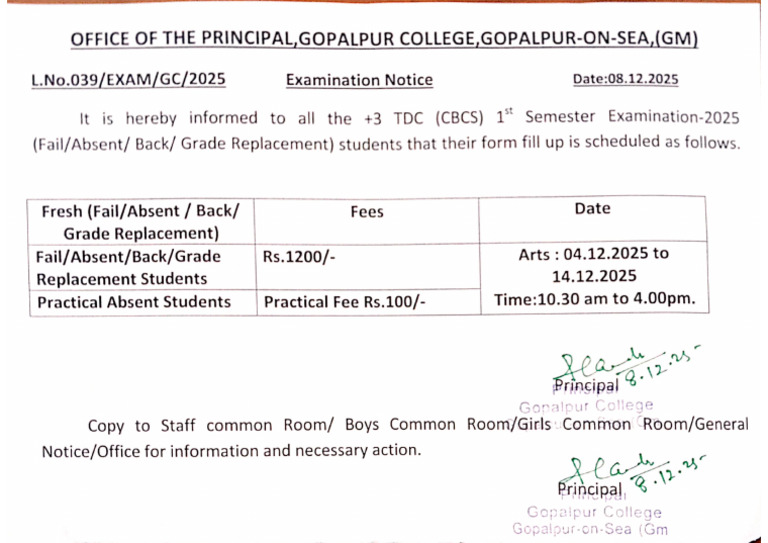 +3 1st Sem Back Form Fill Up | PDF