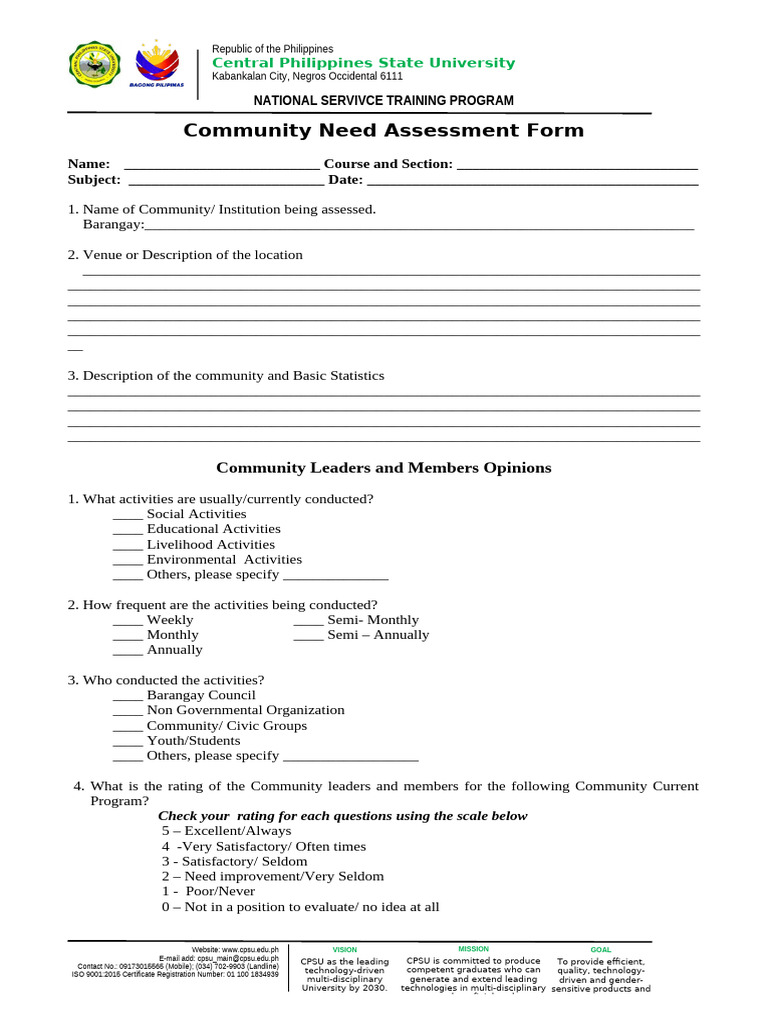 Community Need Assessment Copy 2 2 | PDF