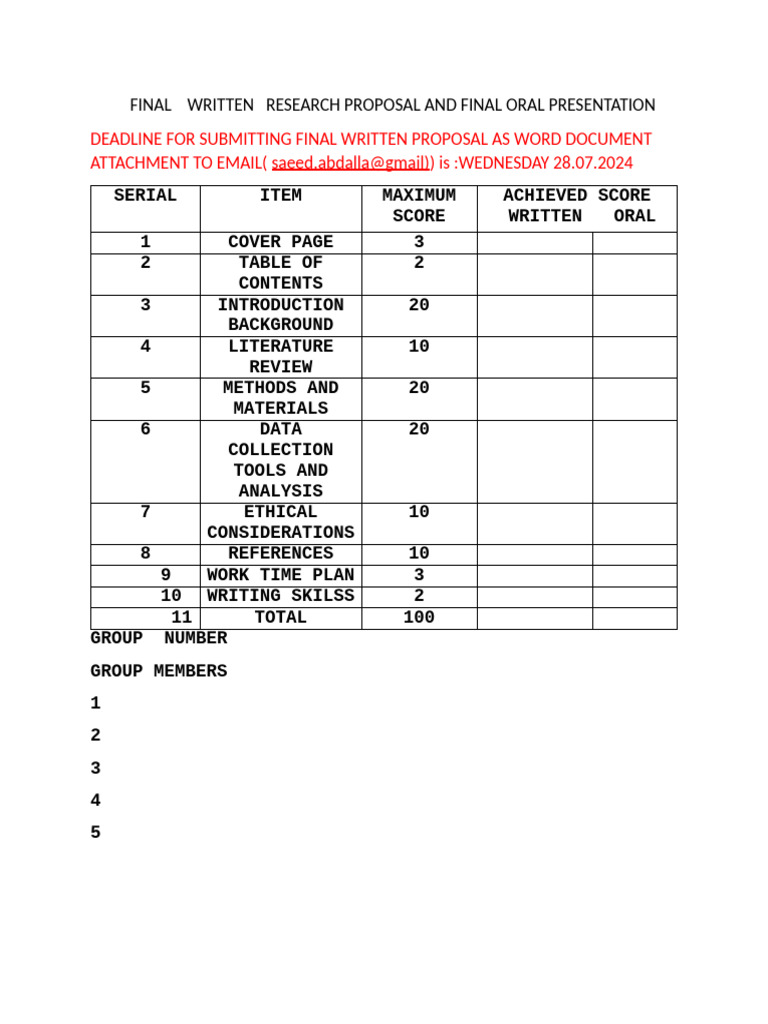 Final Written Research Proposal and Final Oral Presentation | PDF ...