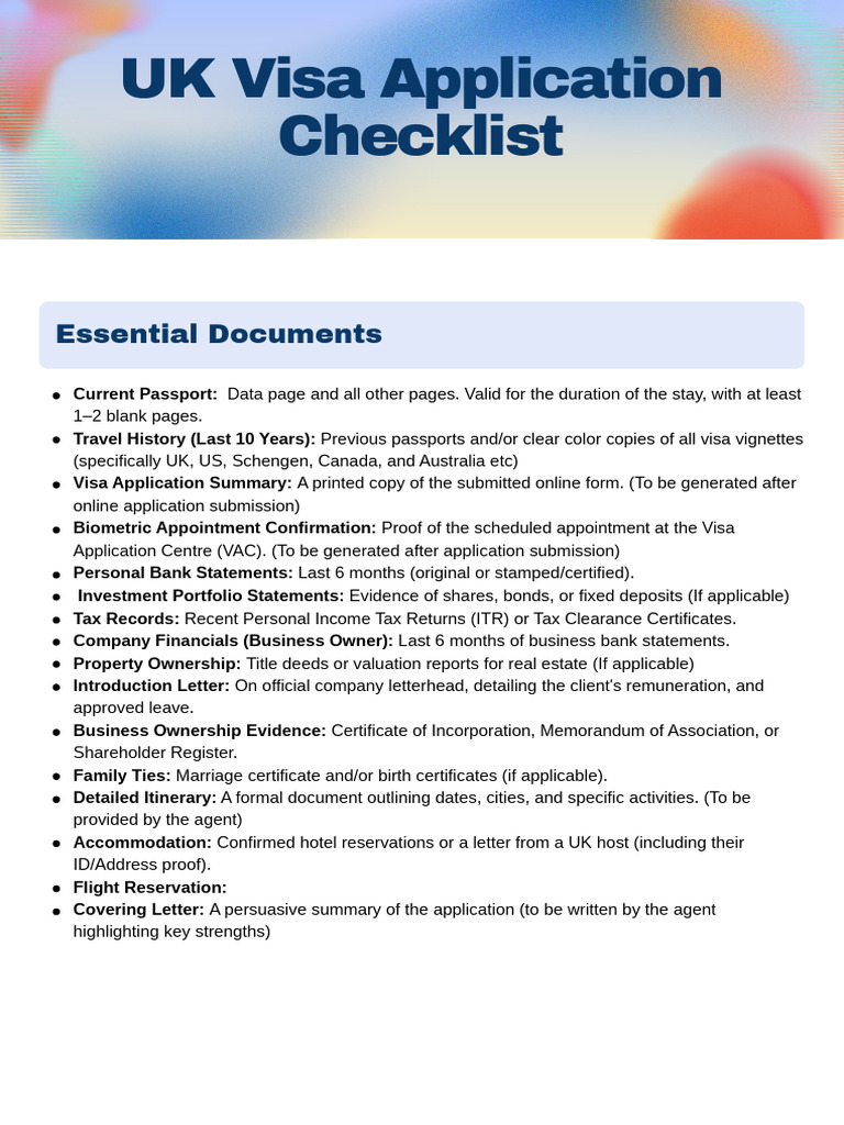 Visa Application Checklist PDF | PDF