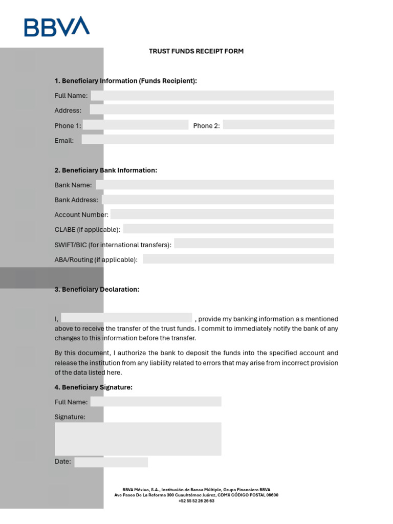 Trust Funds Receipt Form | PDF
