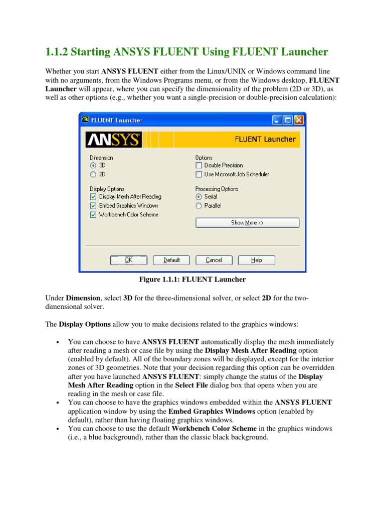 ANSYS FLUENT Launcher Guide | PDF | Command Line Interface | Graphical ...