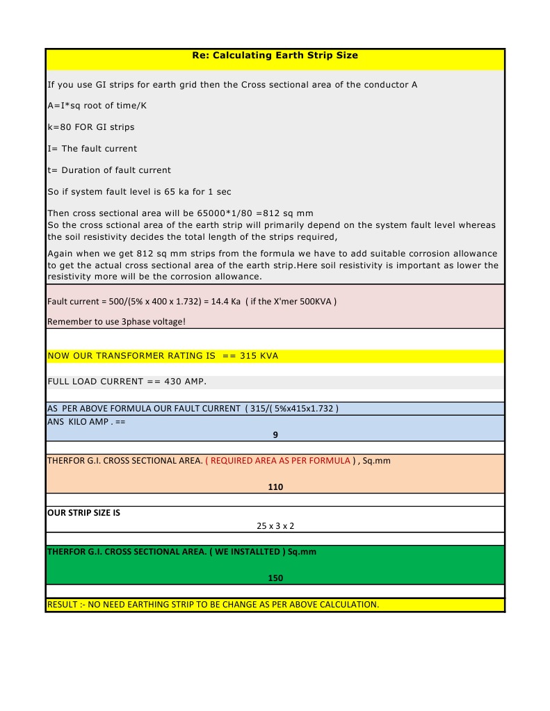Earth Strip Size Calculation Guide | PDF