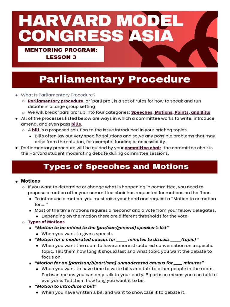 HMCA Mentoring Parliamentary Procedure | PDF | Committee | Bill (Law)