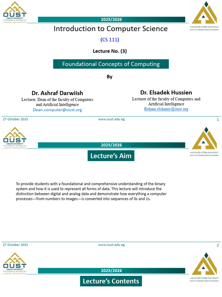 Lec 3 - Foundational Concepts in Computing | PDF | Arithmetic | Numbers