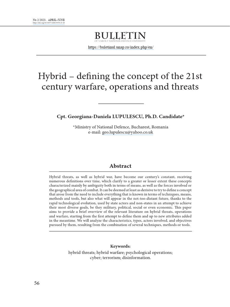 LUPULESCU. Hybrid - Defining The Concept of The 21st Century Warfare ...