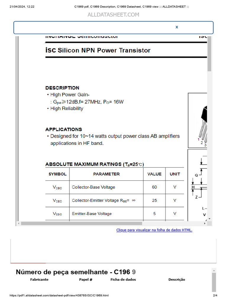 C1969 transistor RF Cobra GTL 148D | PDF | Comunicação técnica ...