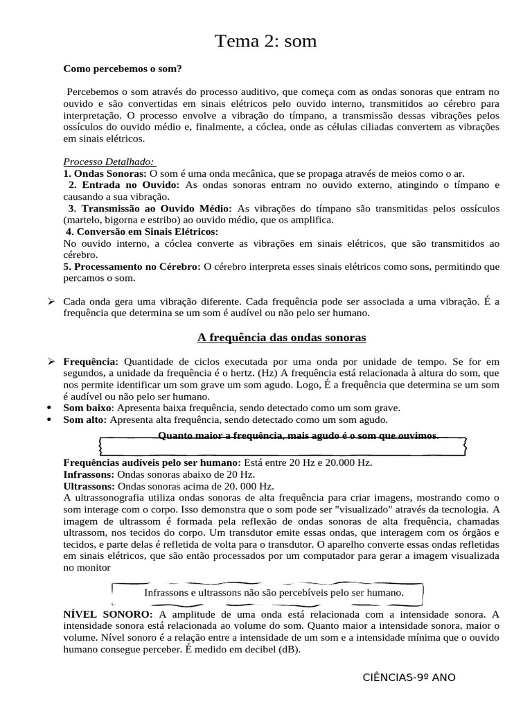 Tema 2 Som | PDF | Som | Audição