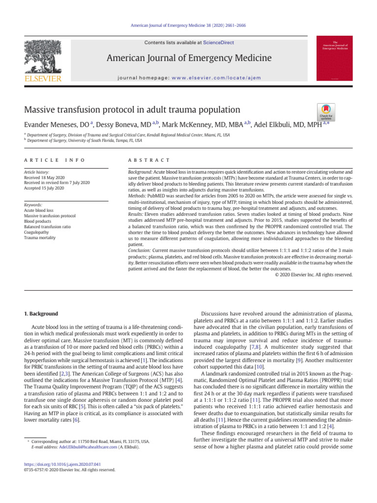 Massive TX | PDF | Blood Transfusion | Bleeding