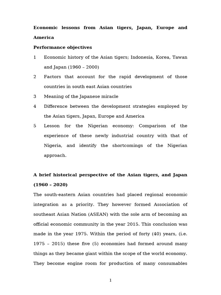 Economics Lessons From Asian Tigers | PDF | Opec | Four Asian Tigers