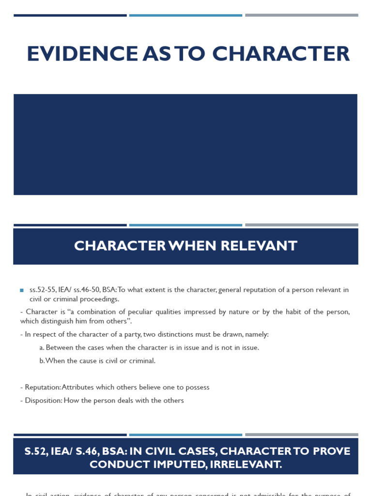 Evidence As To Character | PDF | Criminal Procedure | Evidence