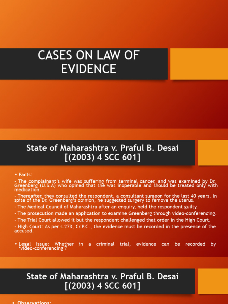 Cases On Law of Evidence | PDF | Burden Of Proof (Law) | Acquittal