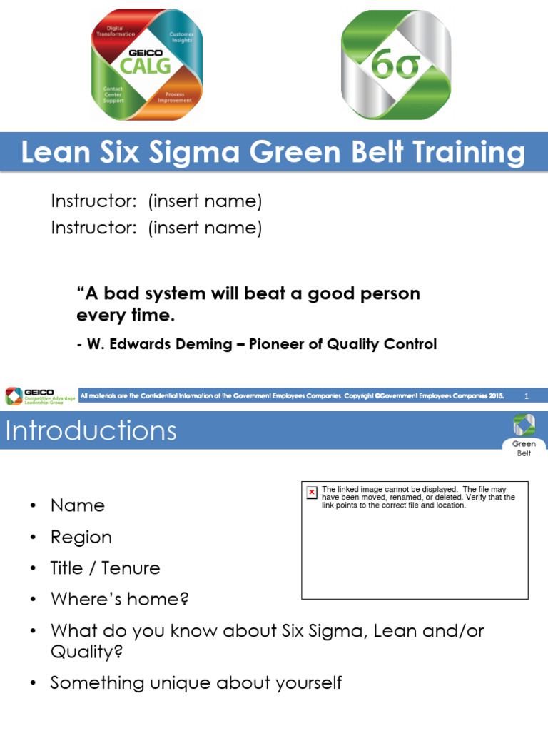 1.1a Intro To Six Sigma and Role of The Greenbelt | PDF | Six Sigma ...