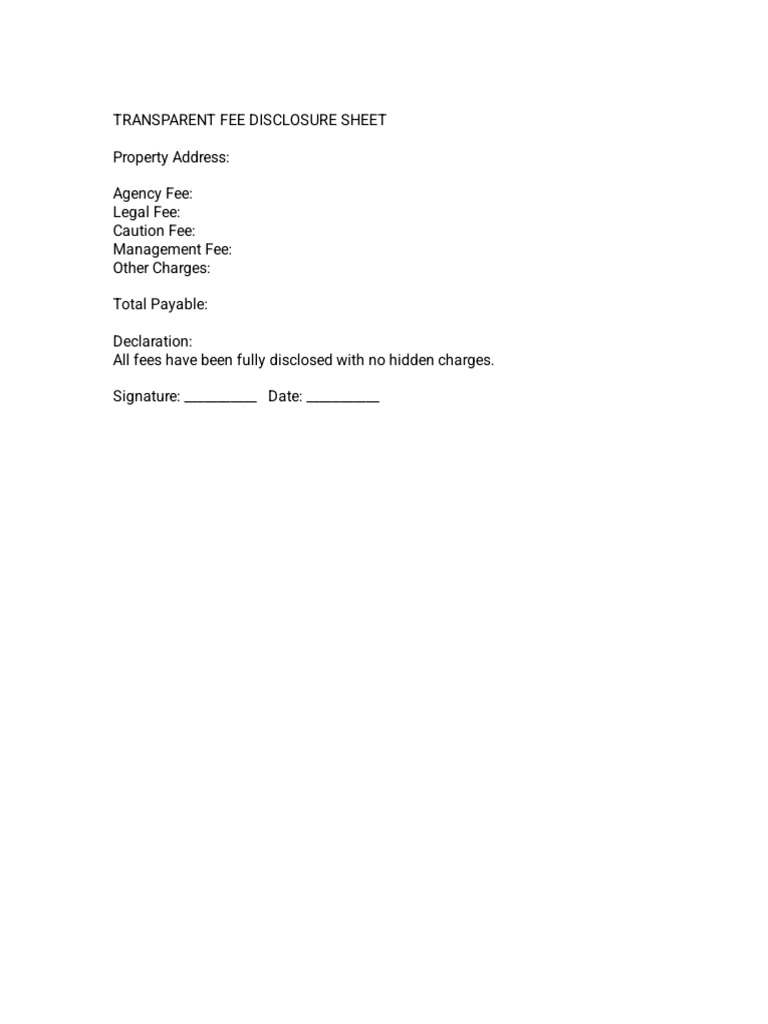 04 Transparent Fee Disclosure Sheet | PDF