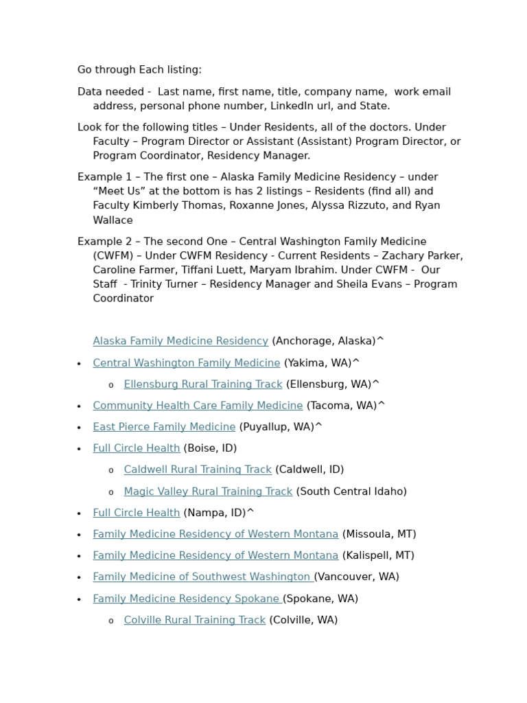 Residency Programs | PDF | Washington (State) | Seattle
