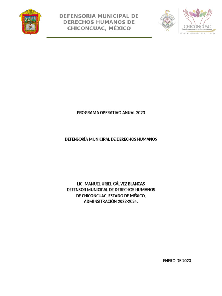 Programa Operativo Anual 2023 | PDF