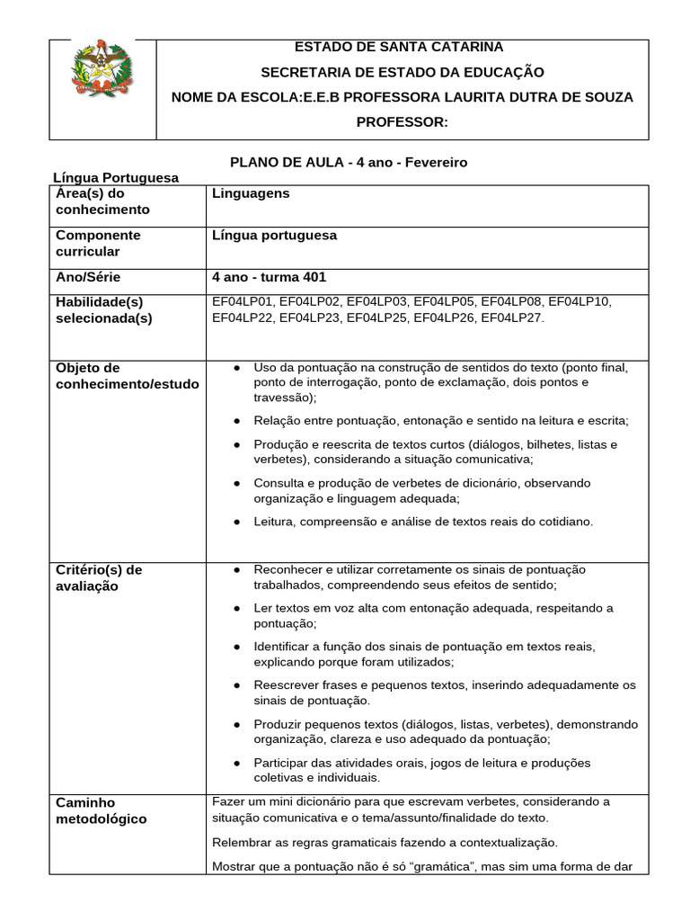 Plano de Aula (2026) | PDF | Conhecimento | Science