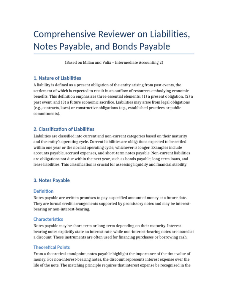 Liabilities Notes Bonds Reviewer | PDF | Bonds (Finance) | Promissory Note