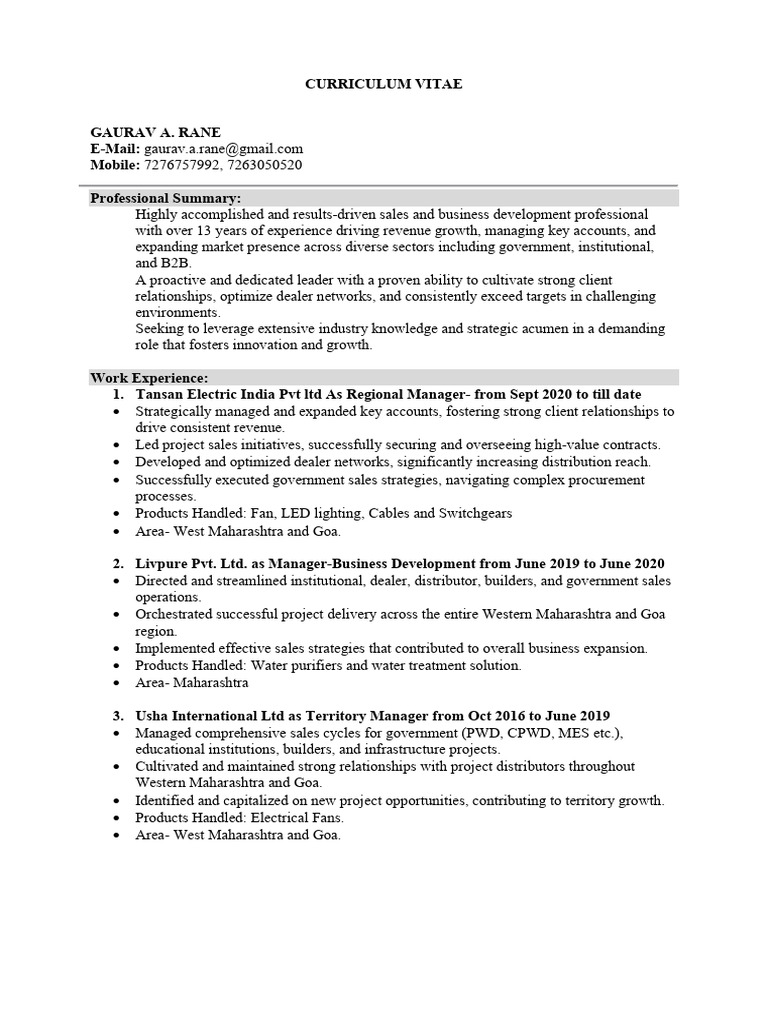 Gaurav Rane CV 2026 | PDF | Business