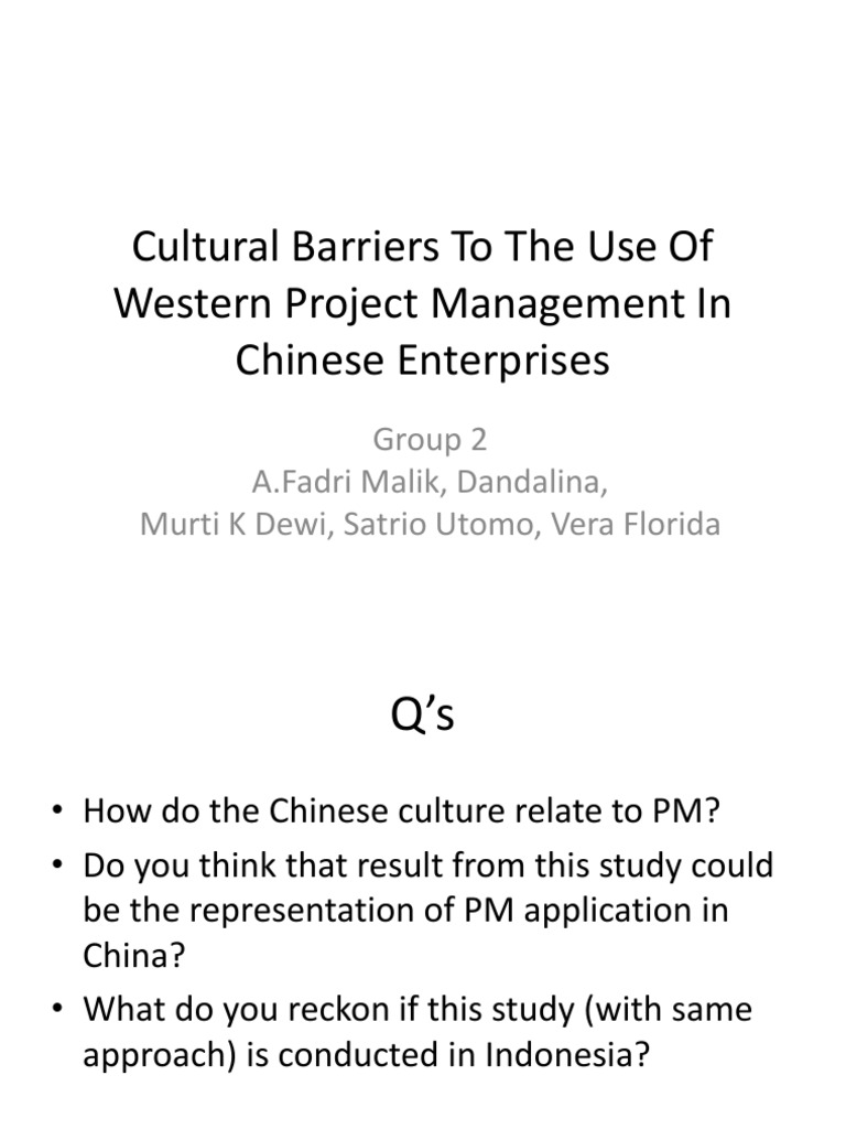 Cultural Barriers in Chinese Project Management | PDF | Career & Growth ...