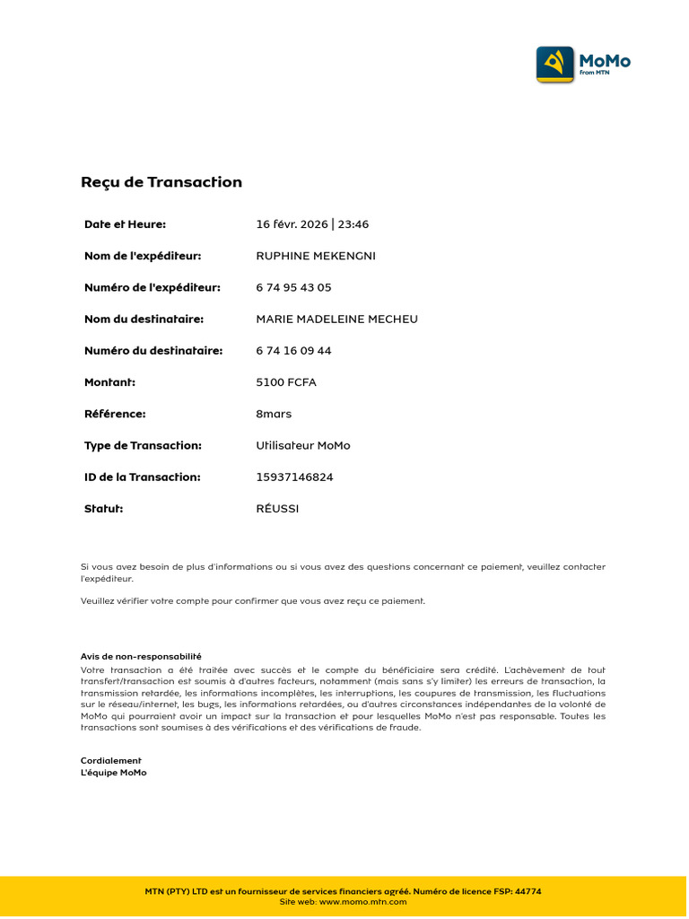 MoMo Receipt | PDF