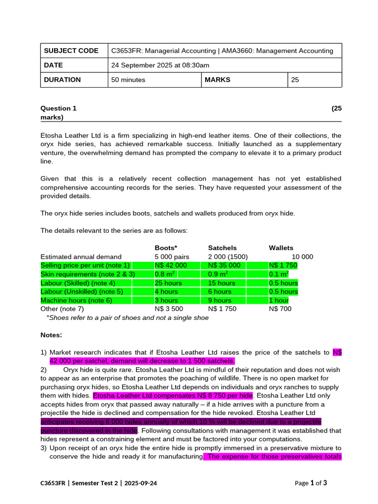 Semester Test 2 - Question Paper - 2025 09 24 | PDF | Economies | Business