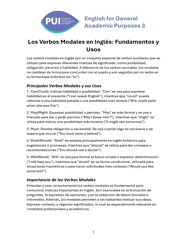 Los Verbos Modales en Inglés | PDF | Verbo | Lingüística
