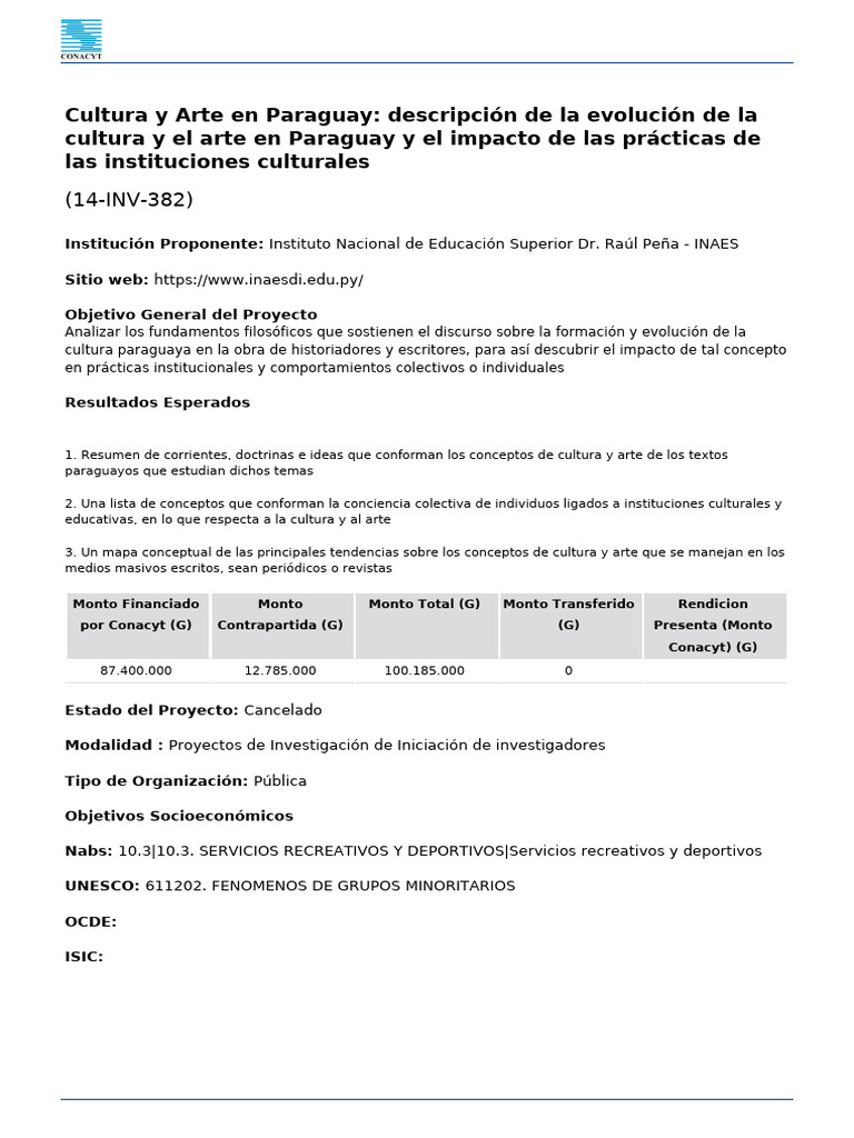 14-InV-382-Cultura y Arte en Paraguay Descripcin de La Evolucin de La ...